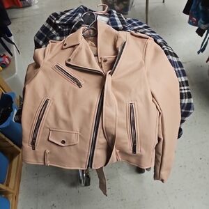 Piazza Italia Women’s Faux Leather Moto Jacket – Blush, Size S